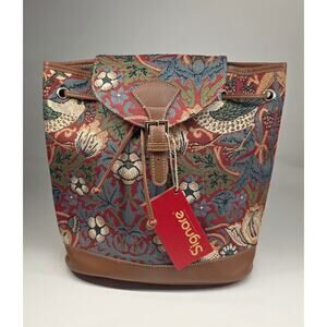 Signare Strawberry Thief Red Tapestry Drawstring Rucksack Backpack NWT